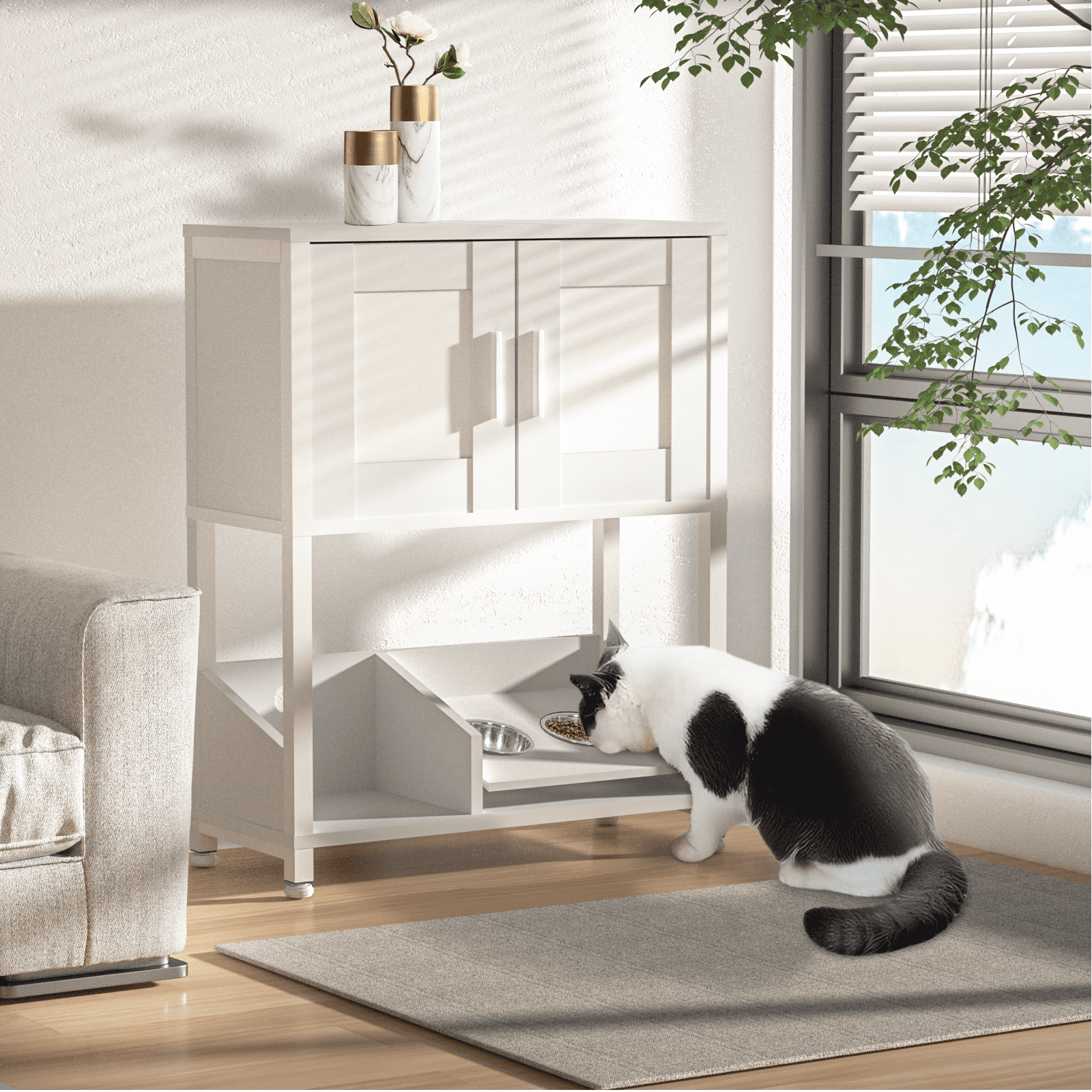 Cat Bowl Stand Cabinet PF029 Cat Feeding Stations