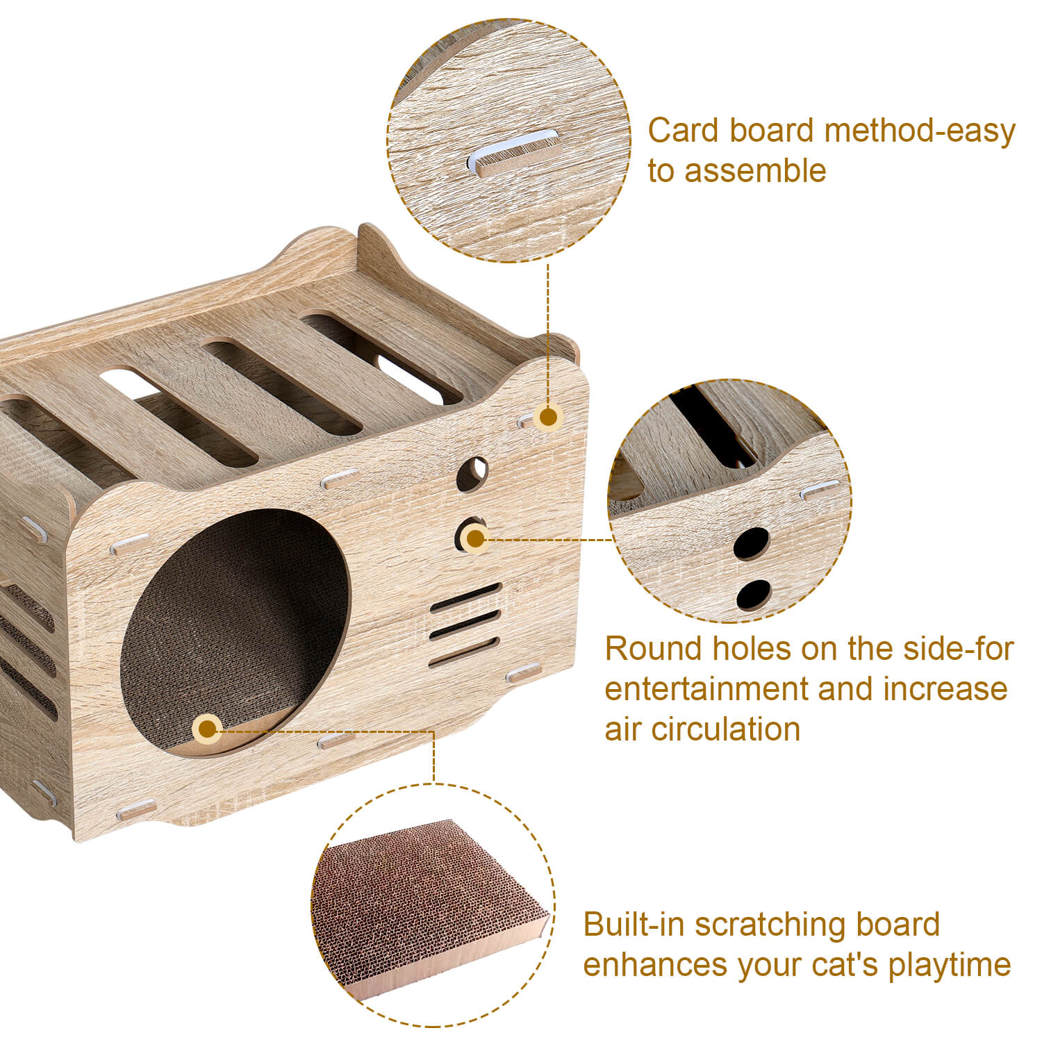 Wooden Cat House Stackable Collapsible Condos PF019 Cat Condos/Beds