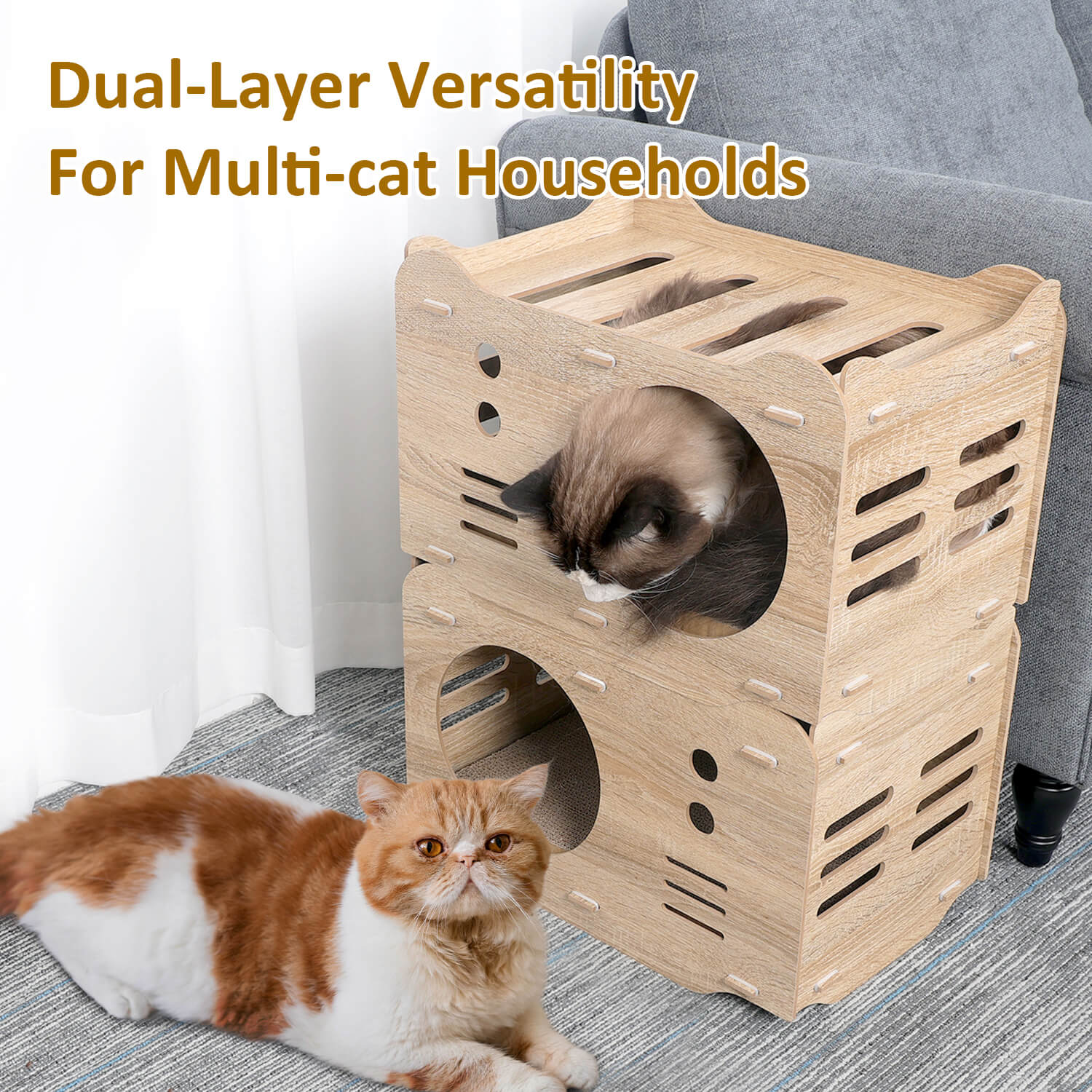 Wooden Cat House Stackable Collapsible Condos PF019 Cat Condos/Beds