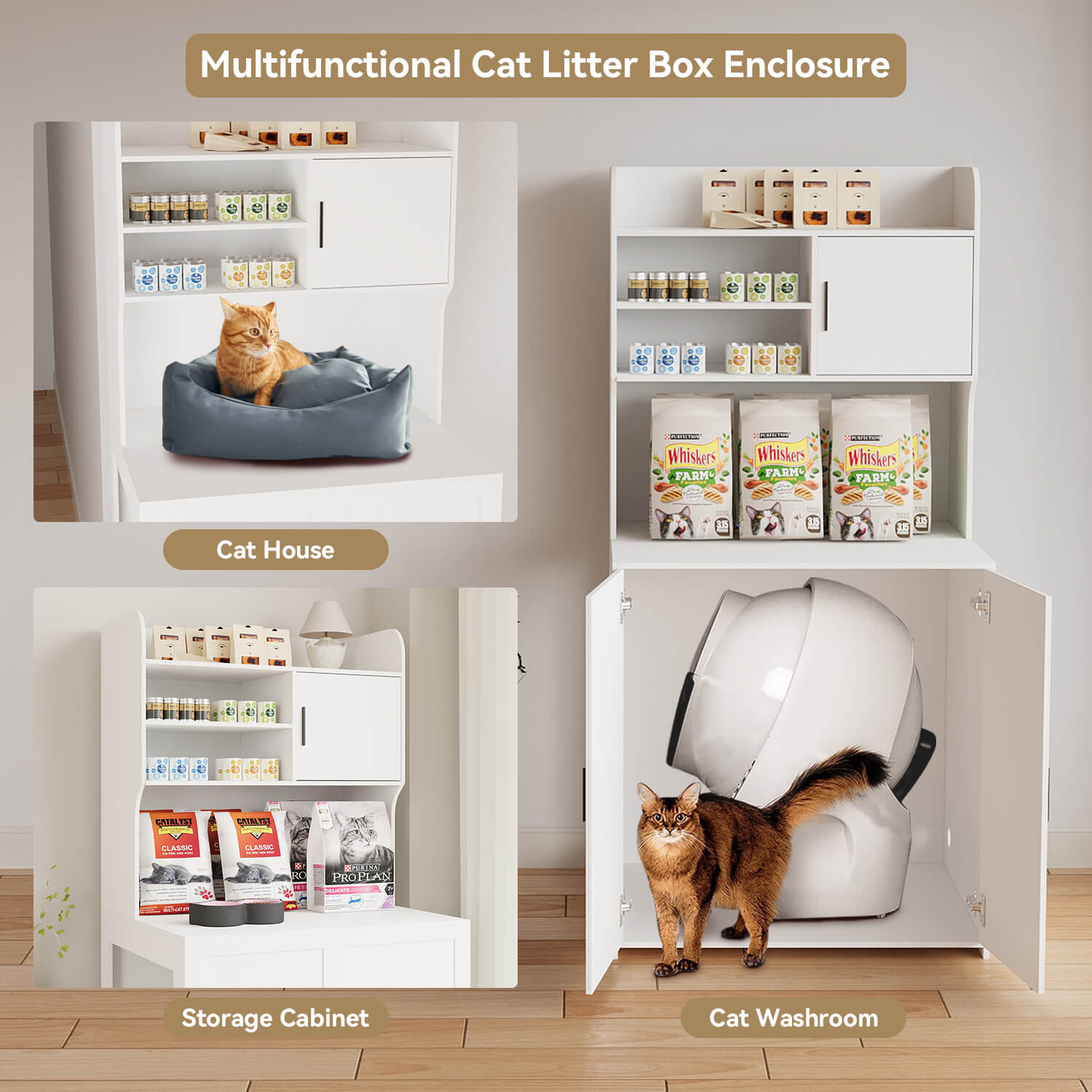 Cat Litter Box Enclosure Cabinet PF018