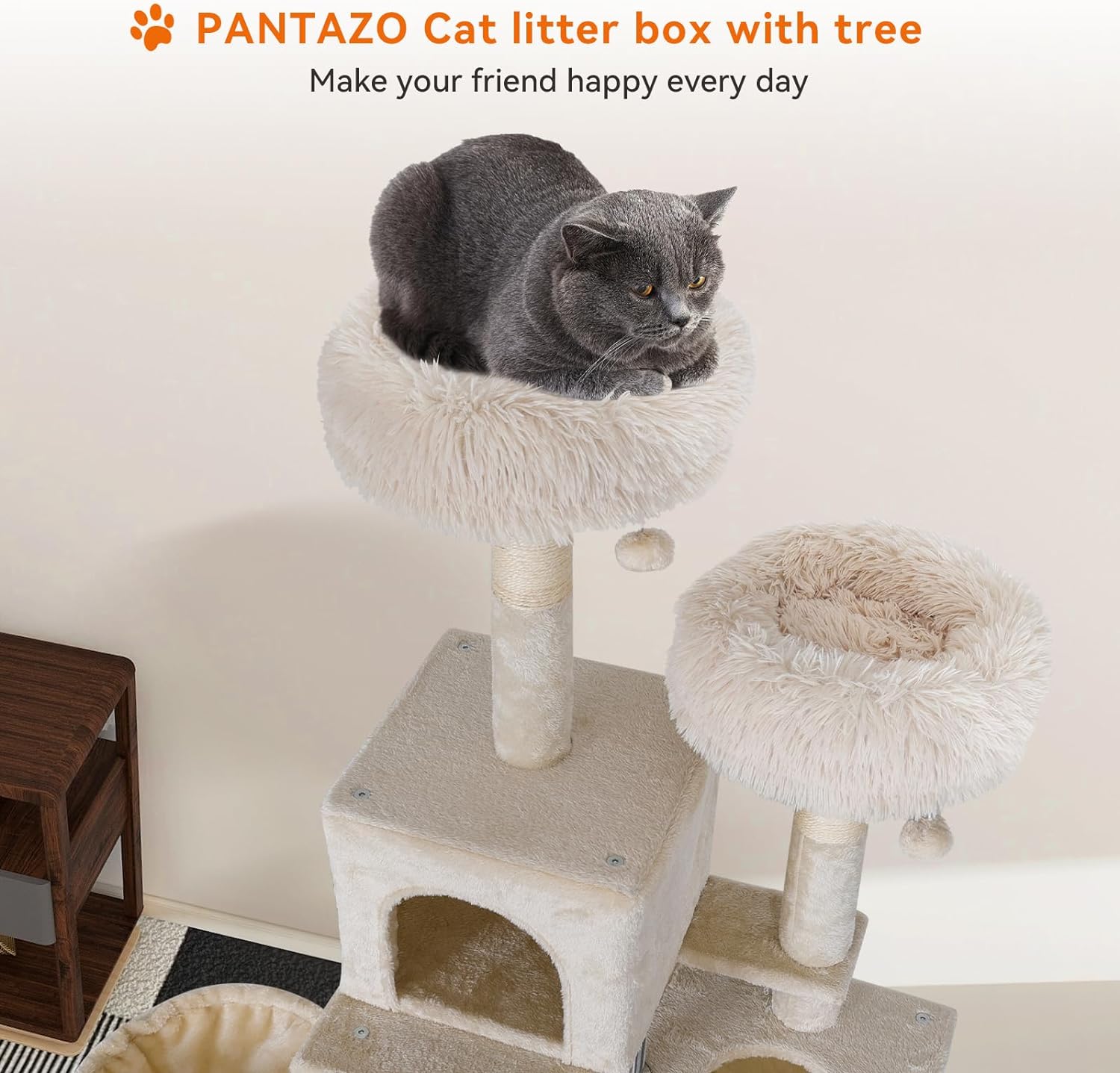 2-in-1 Cat Tree with Litter Box Enclosure PF010