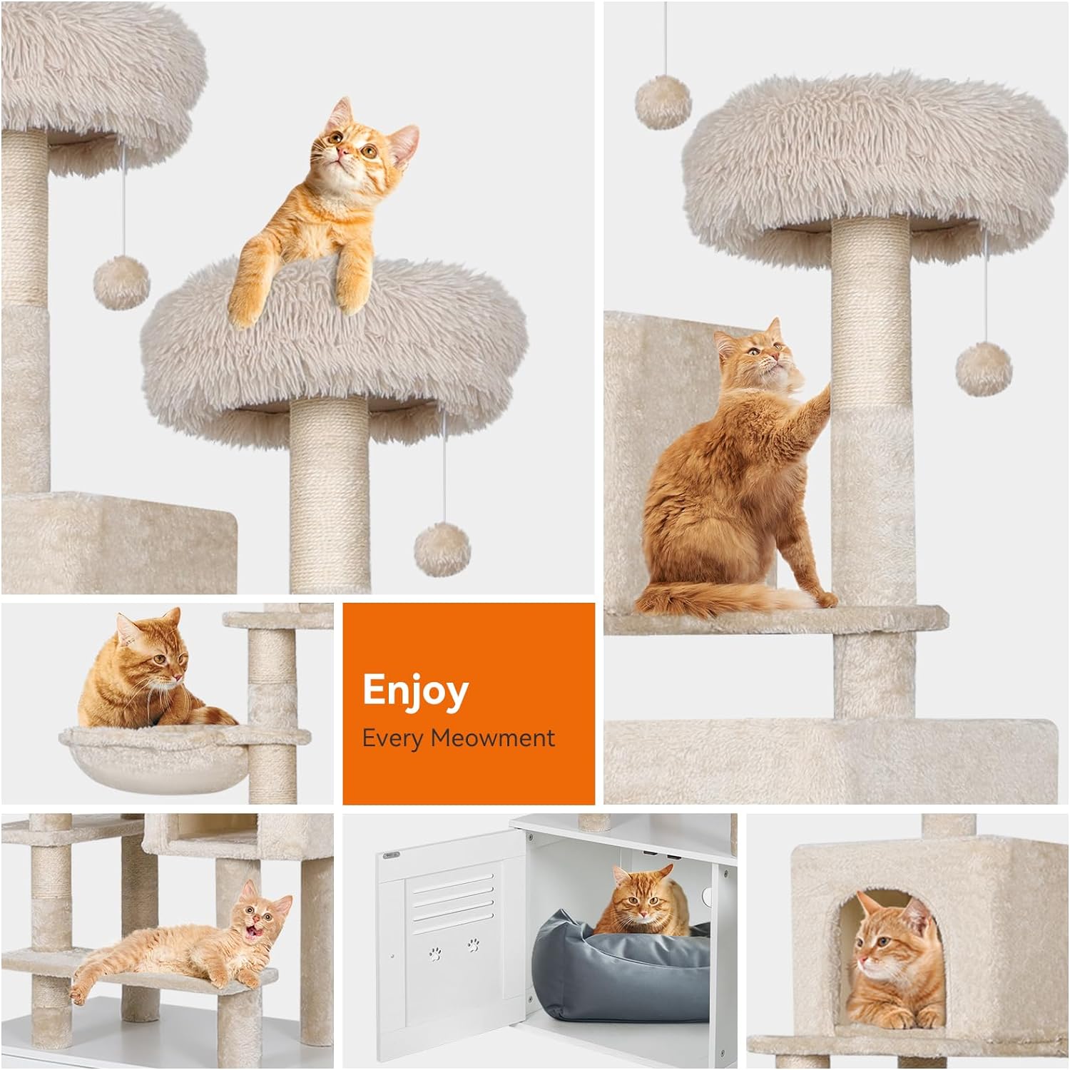 2-in-1 Cat Tree with Litter Box Enclosure PF010
