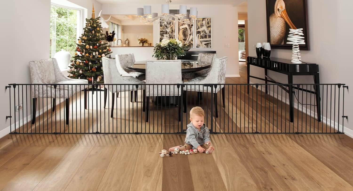 8 Panels Baby Gate Heavy Duty Playpen PA739 8 panels-black,8 panels-white