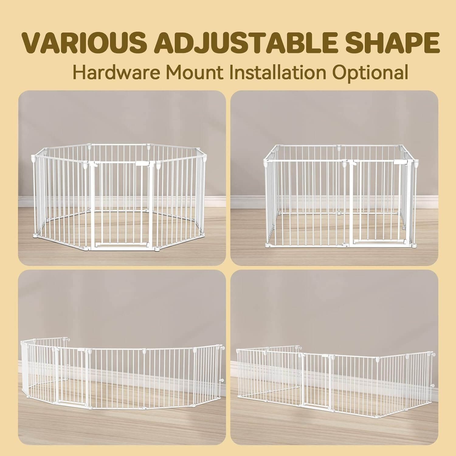 8 Panels Baby Gate Heavy Duty Playpen PA739 8 panels-black,8 panels-white