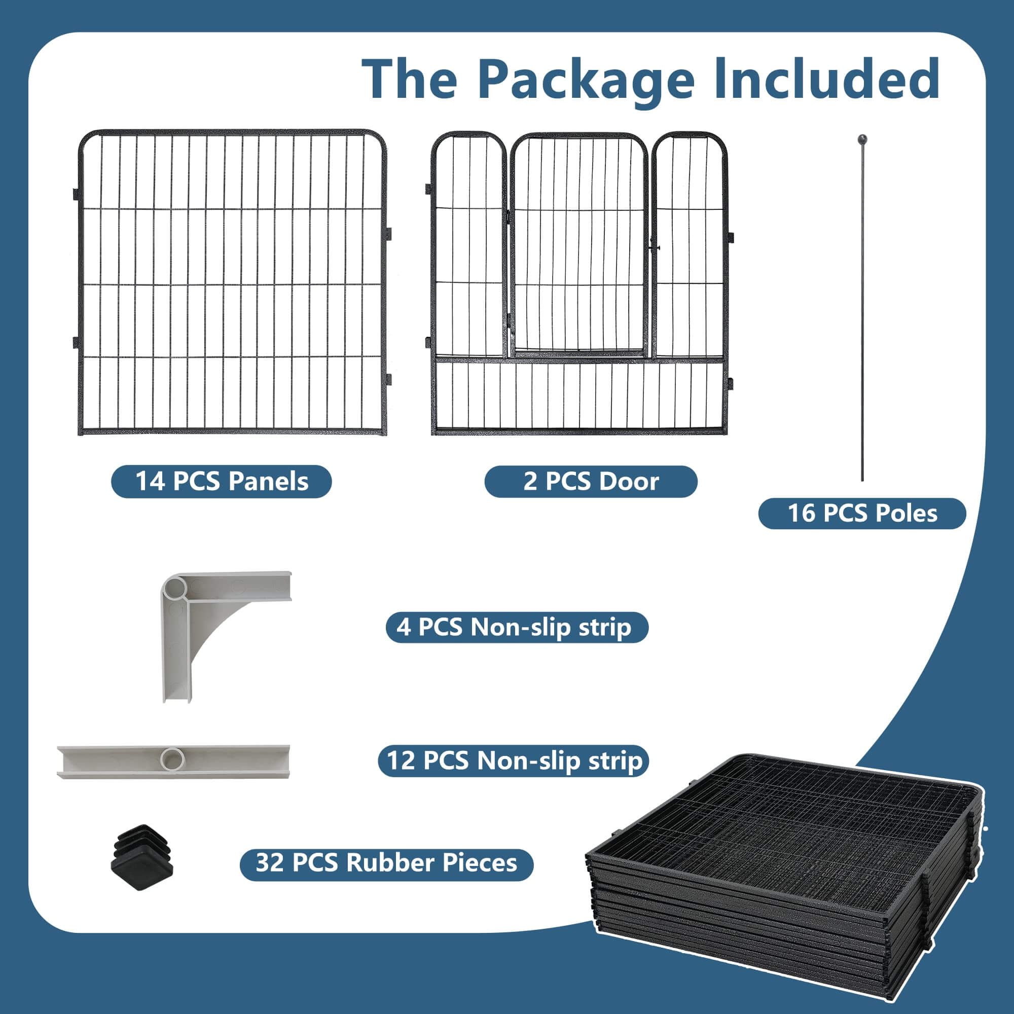 Dog Playpen 8/16 Panels 32'' 8 Panels,16 Panels
