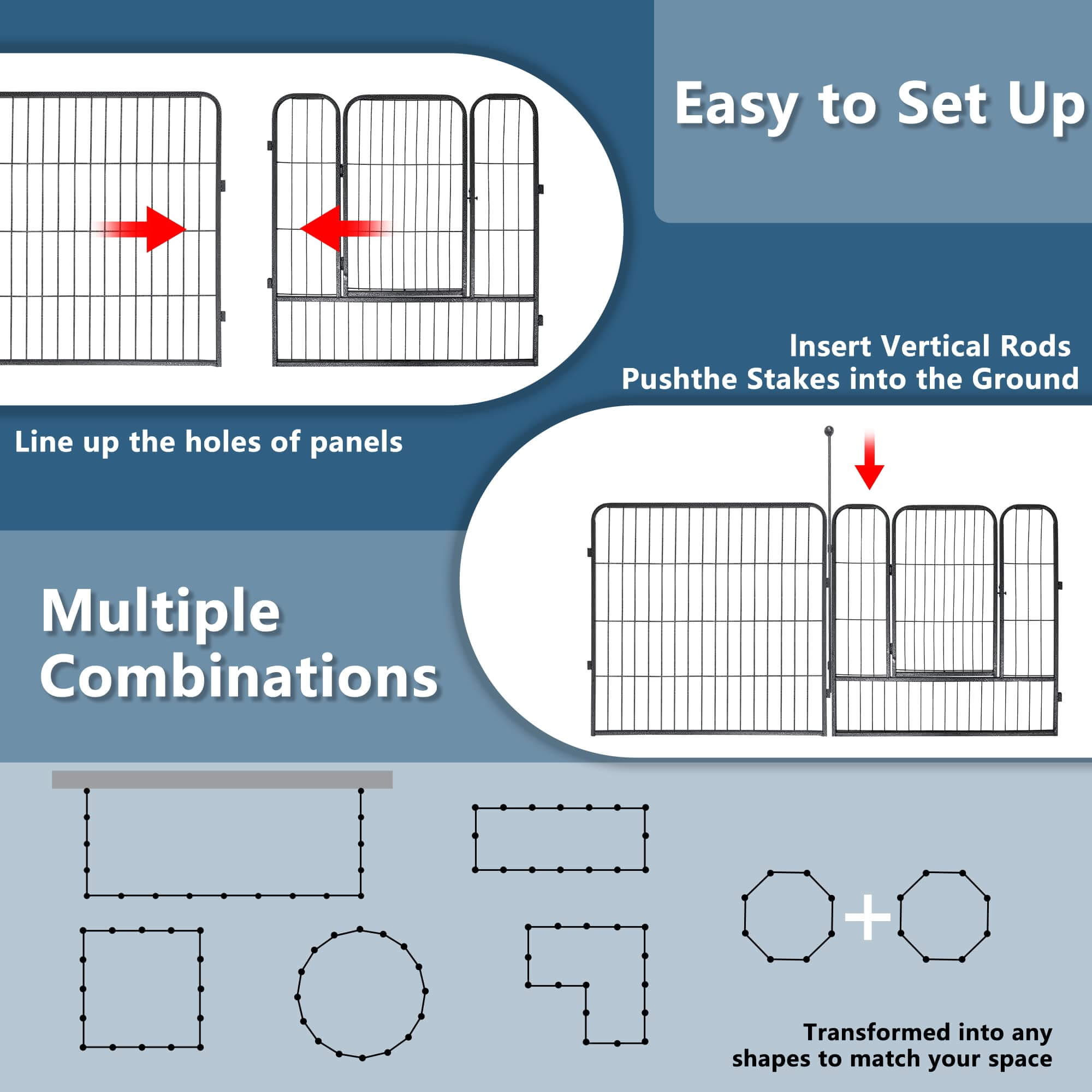 Dog Playpen 8/16 Panels 32'' 8 Panels,16 Panels