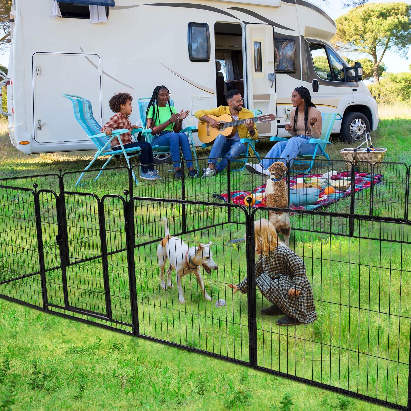 16 Panels Heavy Duty Dog Pen 32"W x 24"H,32"W x 32"H,32"W x 40"H,32"W x 47"H
