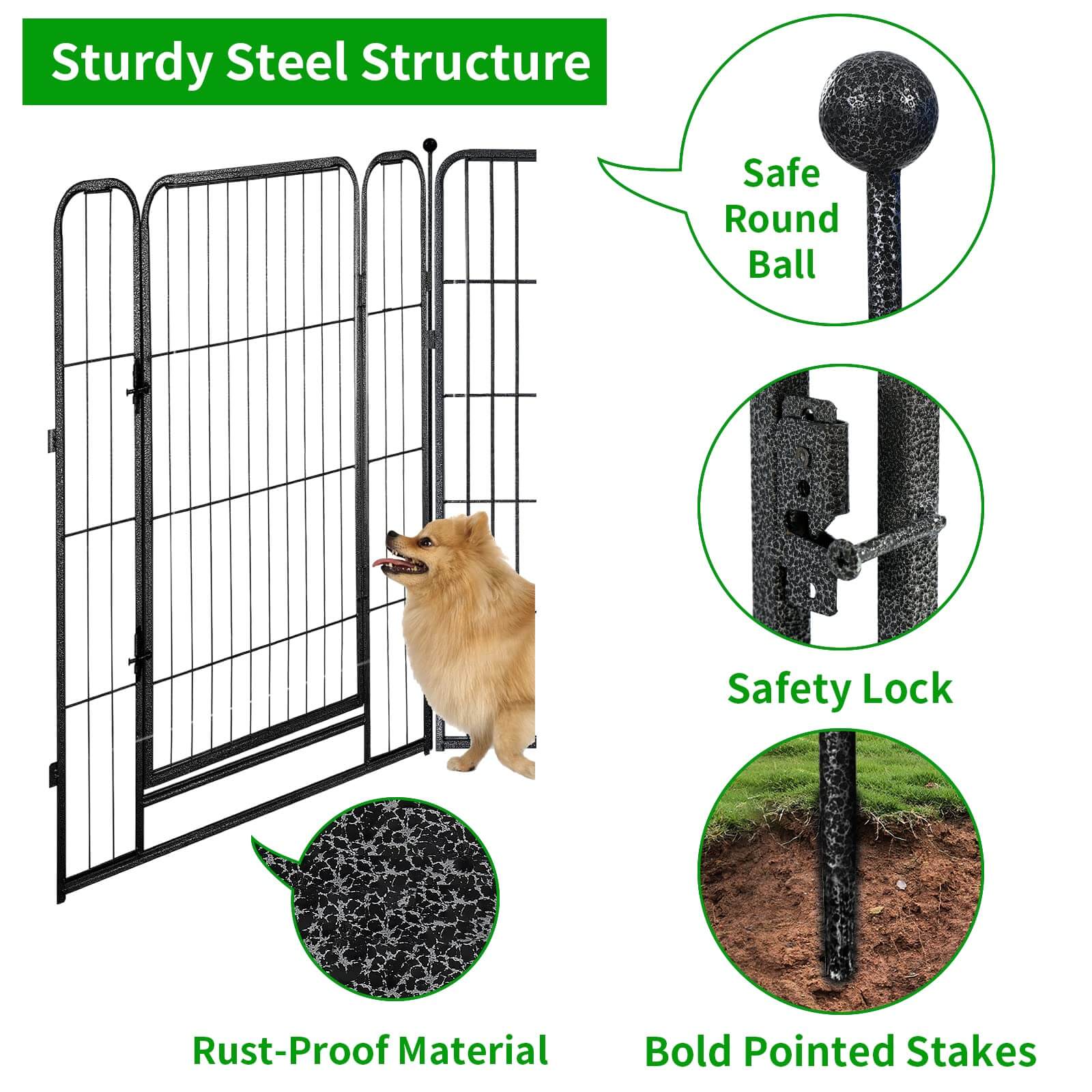 16 Panels Heavy Duty Dog Pen 32"W x 24"H,32"W x 32"H,32"W x 40"H,32"W x 47"H