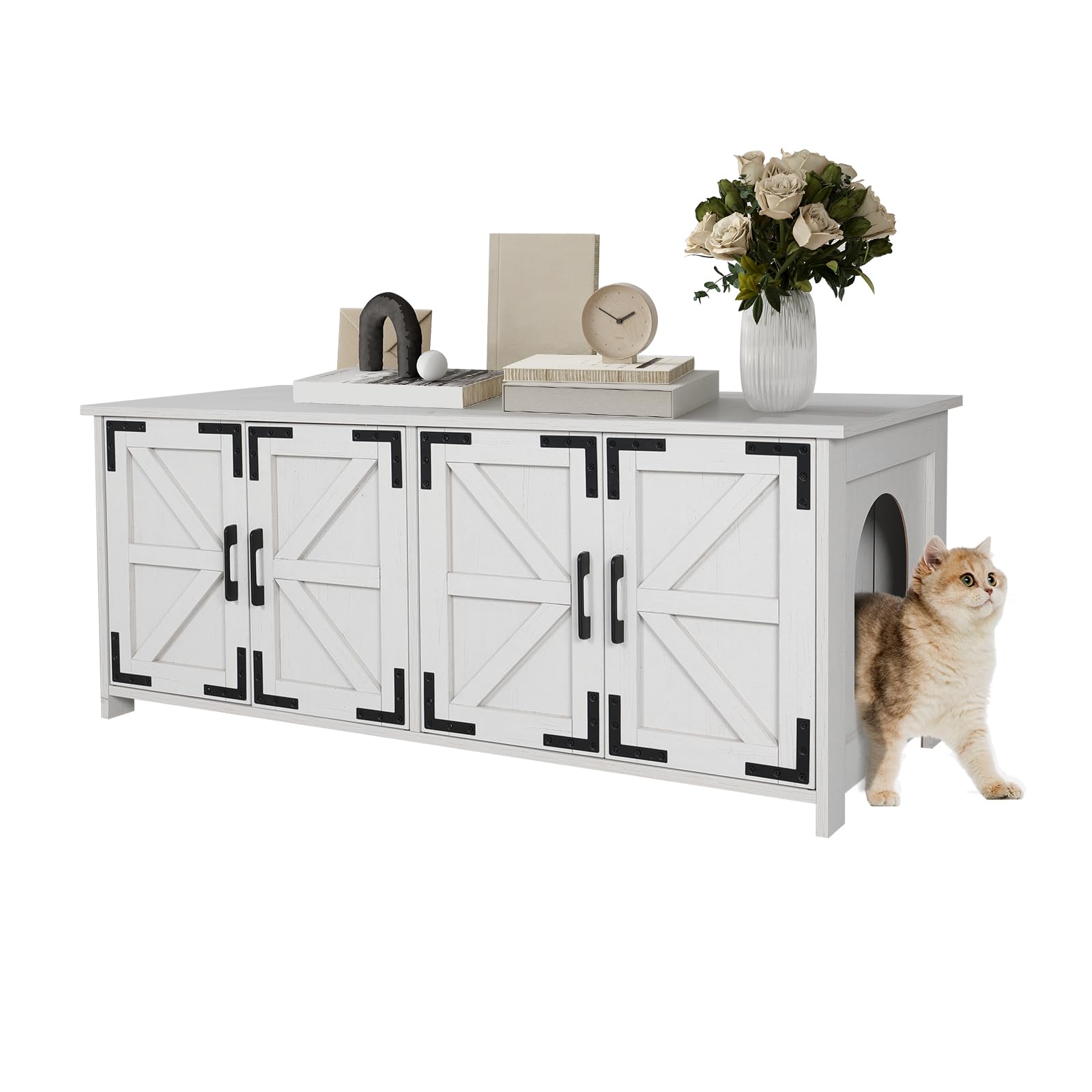 Double CatS Room Wooden Cat Litter Cabinet PF011