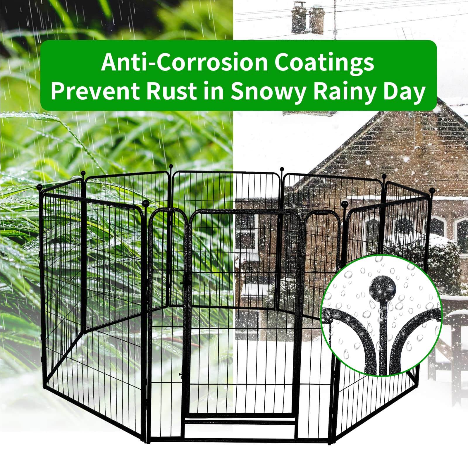 8 Panels Heavy Duty Dog Pen 24"-47" 32"W x 24"H,32"W x 32"H,32"W x 40"H,32"W x 47"H
