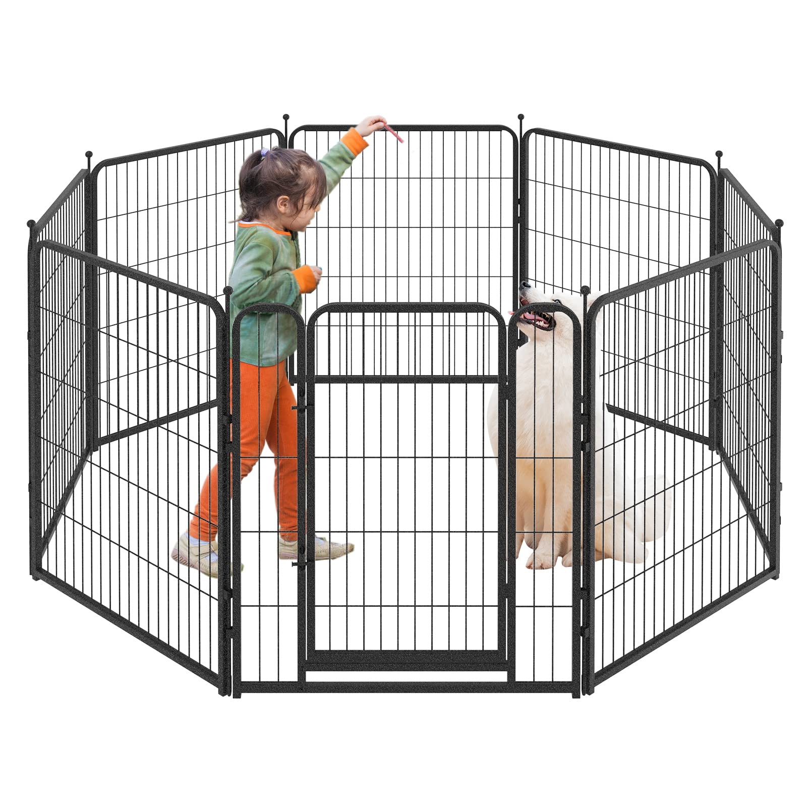 8 Panels Heavy Duty Dog Pen 24"-47" 32"W x 24"H,32"W x 32"H,32"W x 40"H,32"W x 47"H