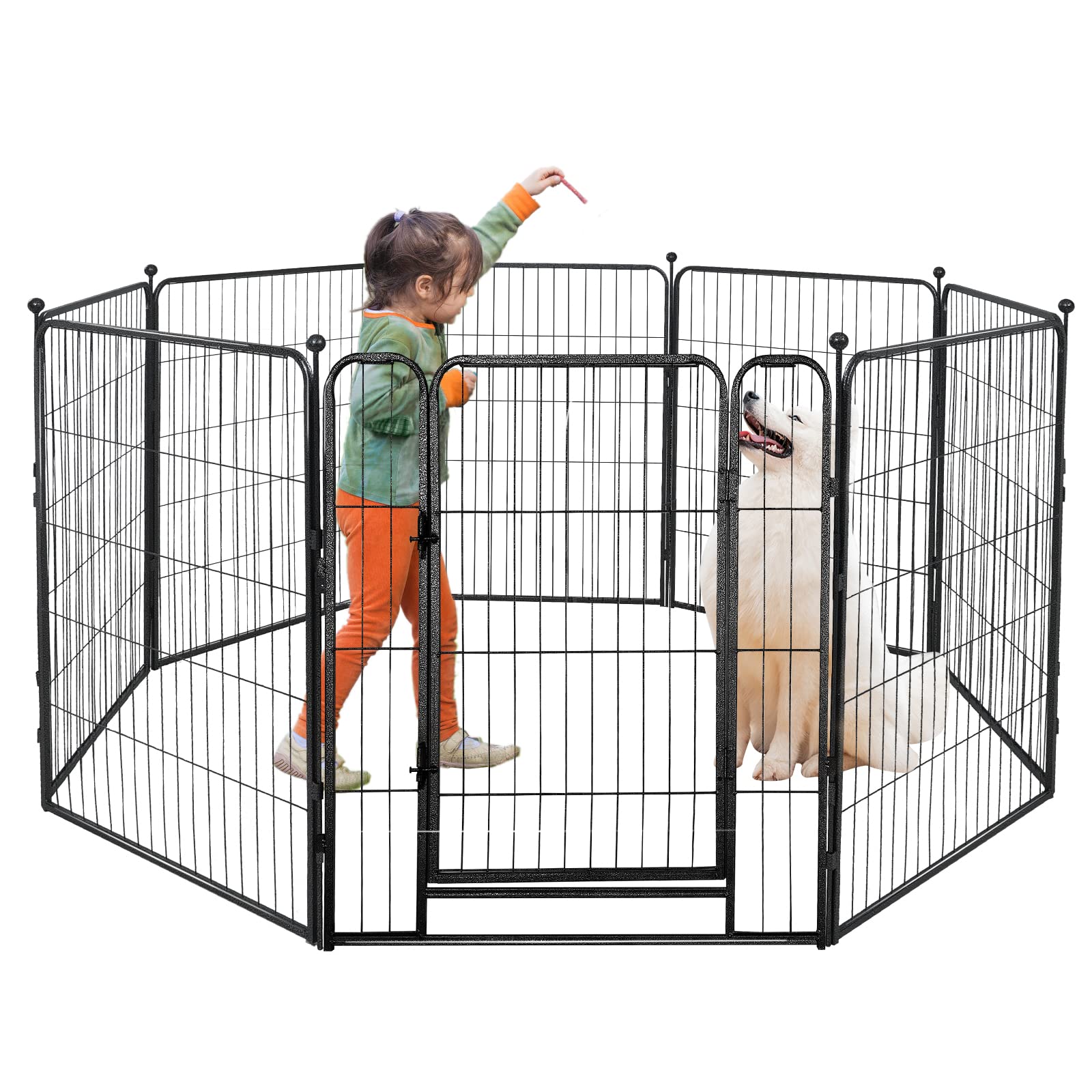 8 Panels Heavy Duty Dog Pen 24"-47" 32"W x 24"H,32"W x 32"H,32"W x 40"H,32"W x 47"H