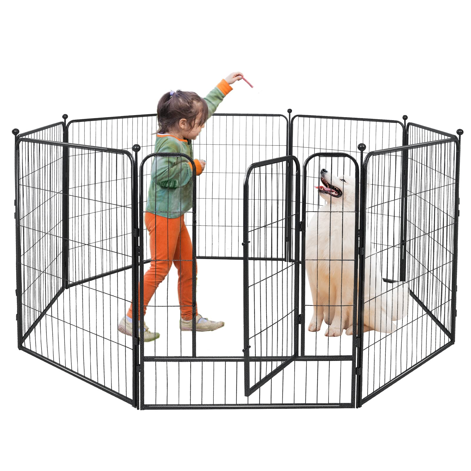 8 Panels Heavy Duty Dog Pen 24"-47" 32"W x 24"H,32"W x 32"H,32"W x 40"H,32"W x 47"H
