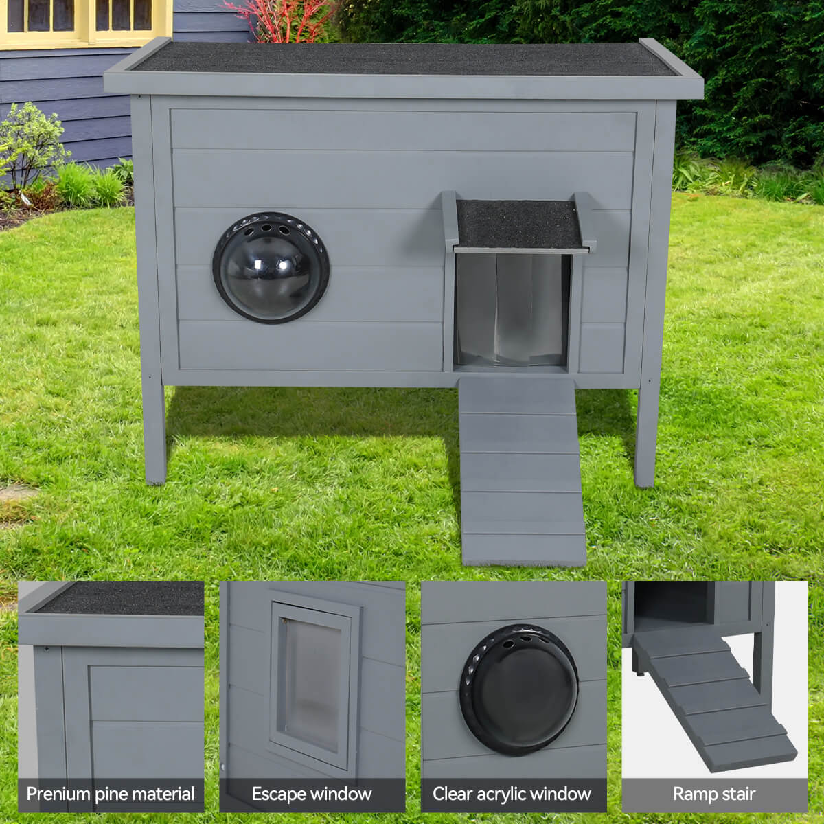 Outdoor Wooden Cat House-PF715 Cat Condos/Beds