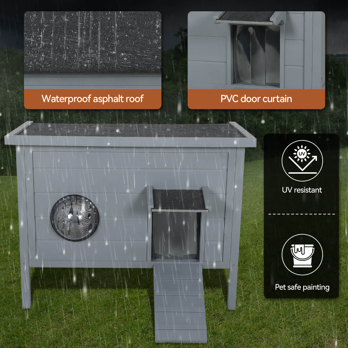 Outdoor Wooden Cat House-PF715 Cat Condos/Beds