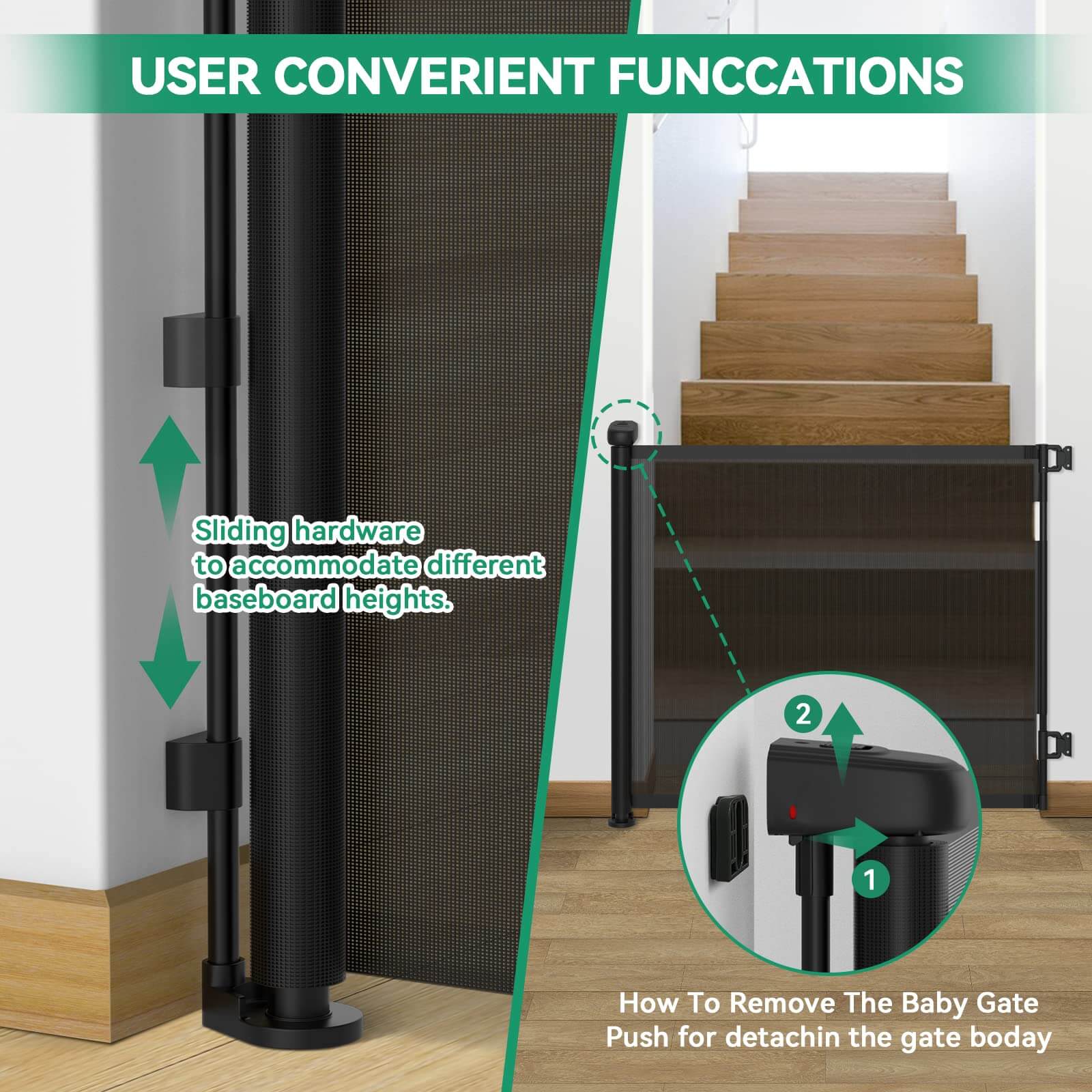 Pet Retractable Gates GH724 55 / Black,55 / White,71 / Black,71 / White