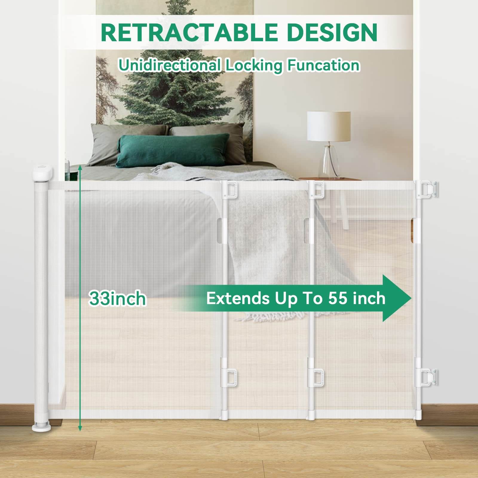 Pet Retractable Gates GH724 55 / Black,55 / White,71 / Black,71 / White