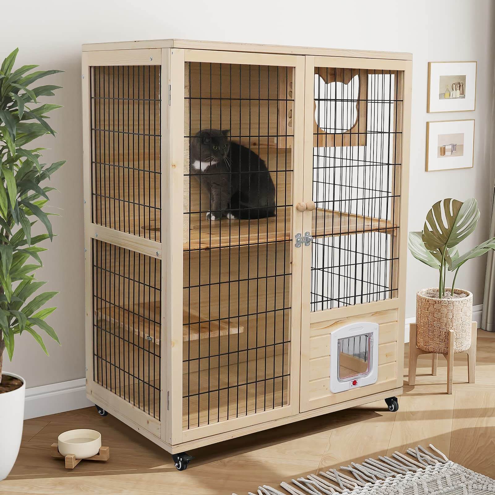 Wooden Cat House with Scratching Post PF005/006 Large,Medium