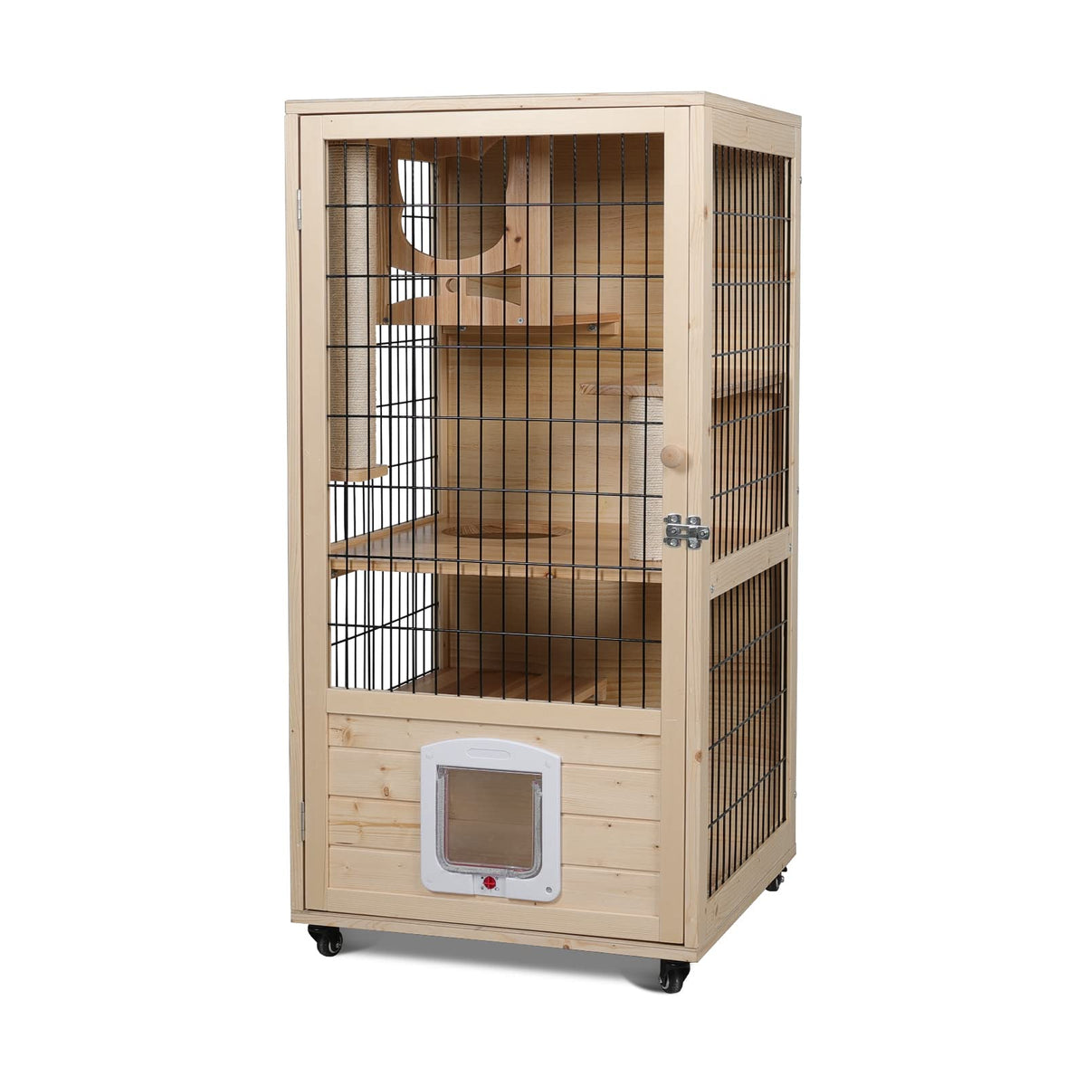 Wooden Cat House with Scratching Post PF005/006 Medium