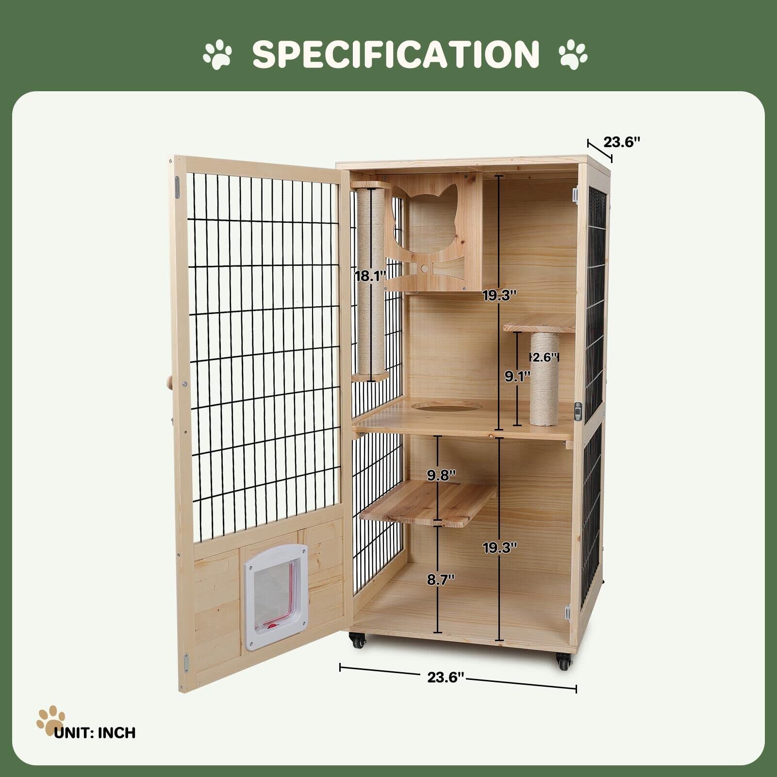 Wooden Cat House with Scratching Post PF005/006 Large,Medium