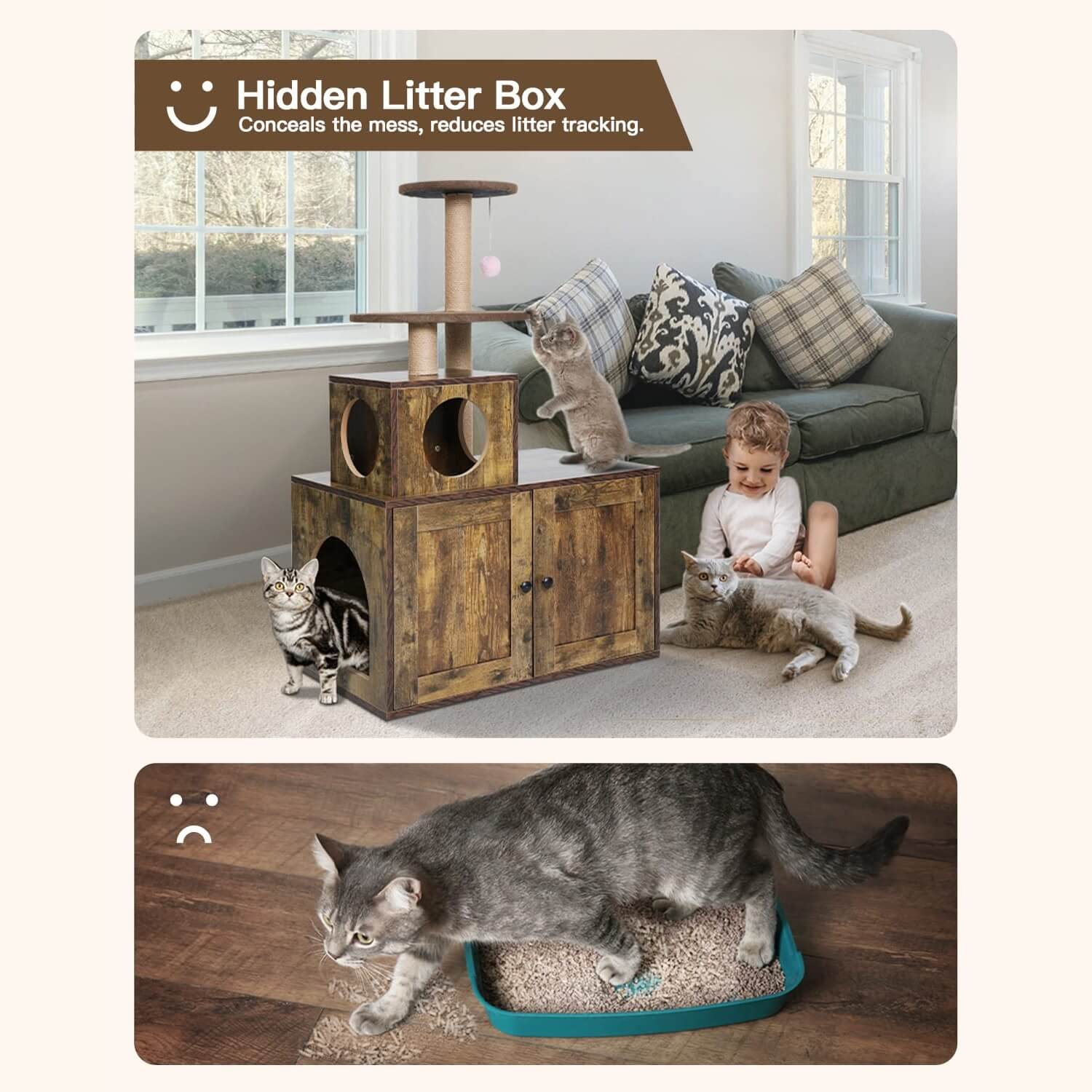 Cat Litter Box Enclosure PA720-Cat Litter Box Furniture