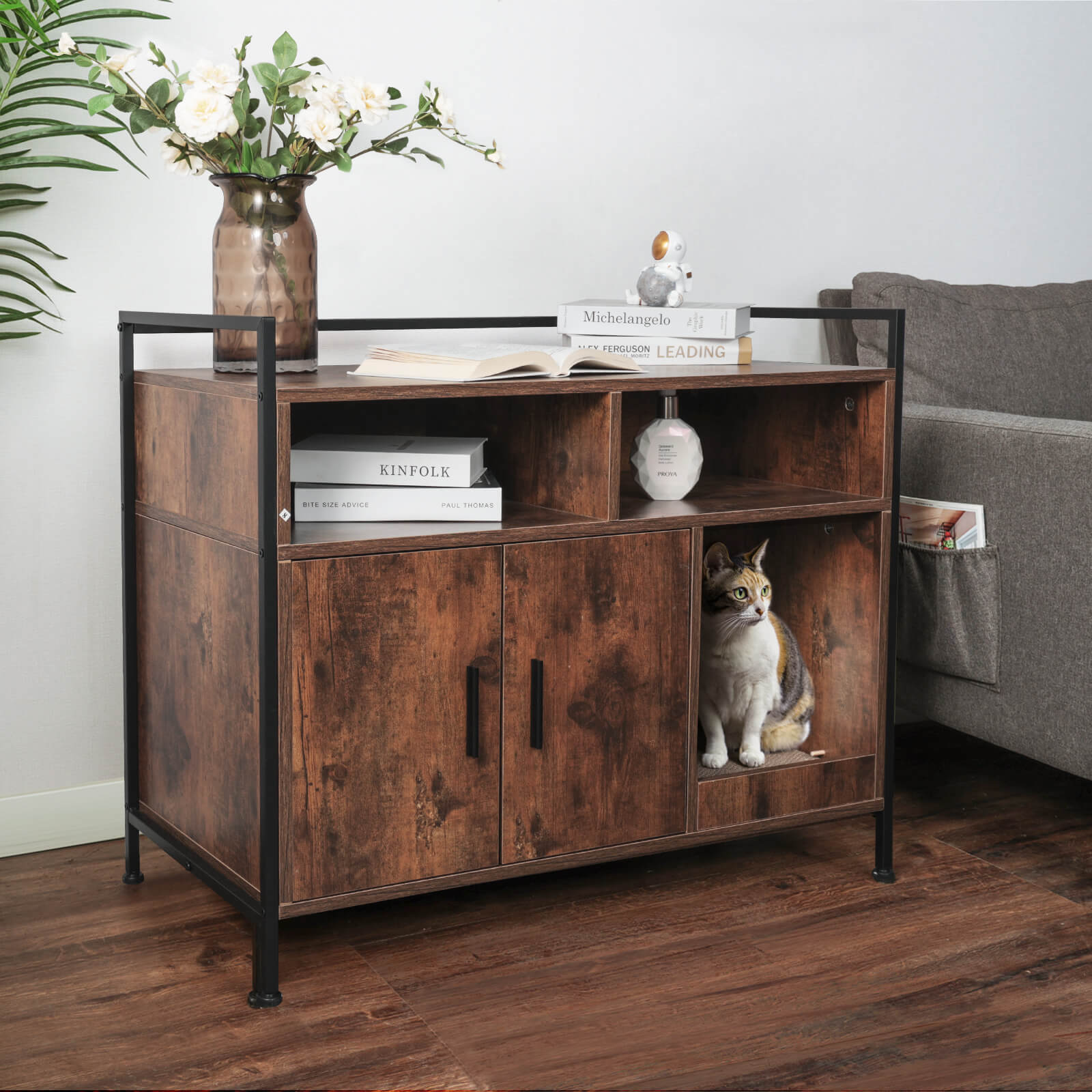 Cat Litter Box Furniture Hidden HW1193-Cat Litter Box Furniture