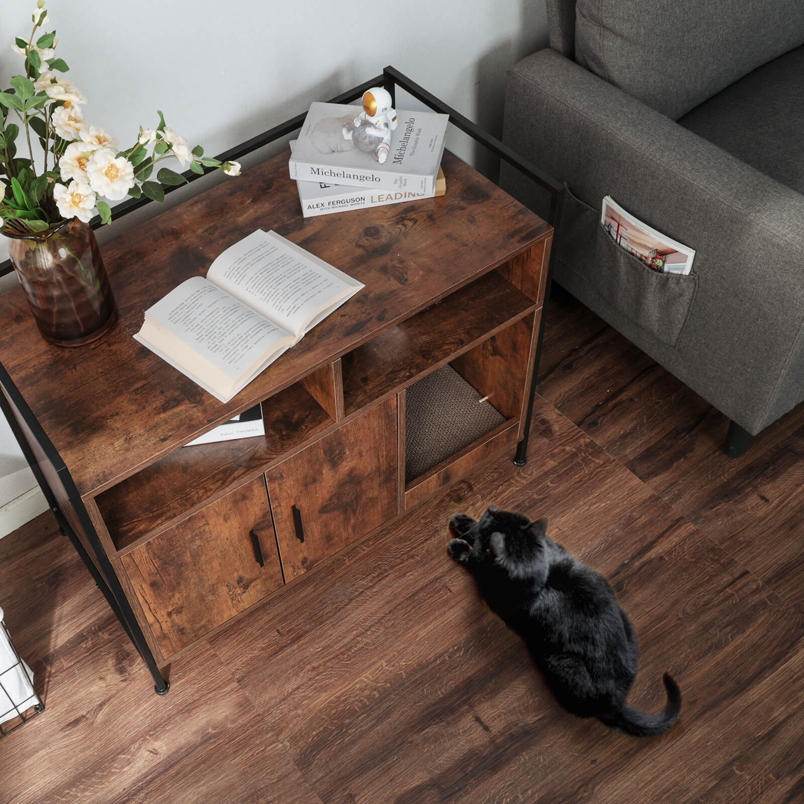 Cat Litter Box Furniture Hidden HW1193-Cat Litter Box Furniture