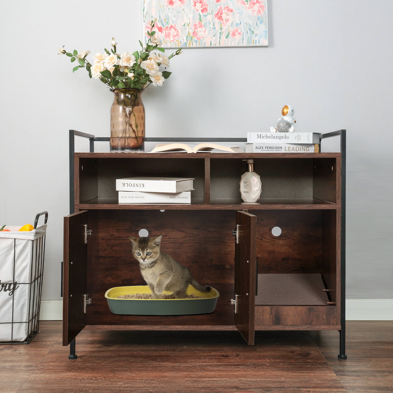 Cat Litter Box Furniture Hidden HW1193-Cat Litter Box Furniture