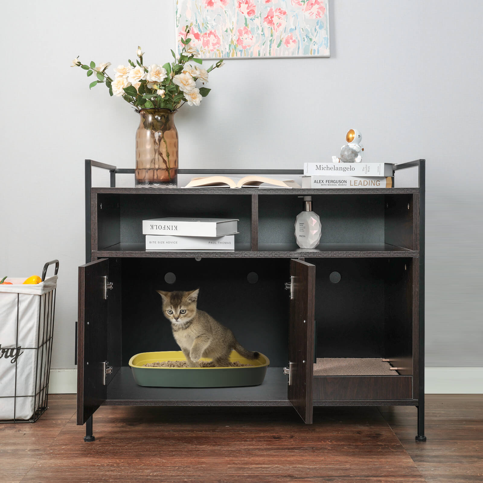 Cat Litter Box Furniture Hidden HW1193-Cat Litter Box Furniture